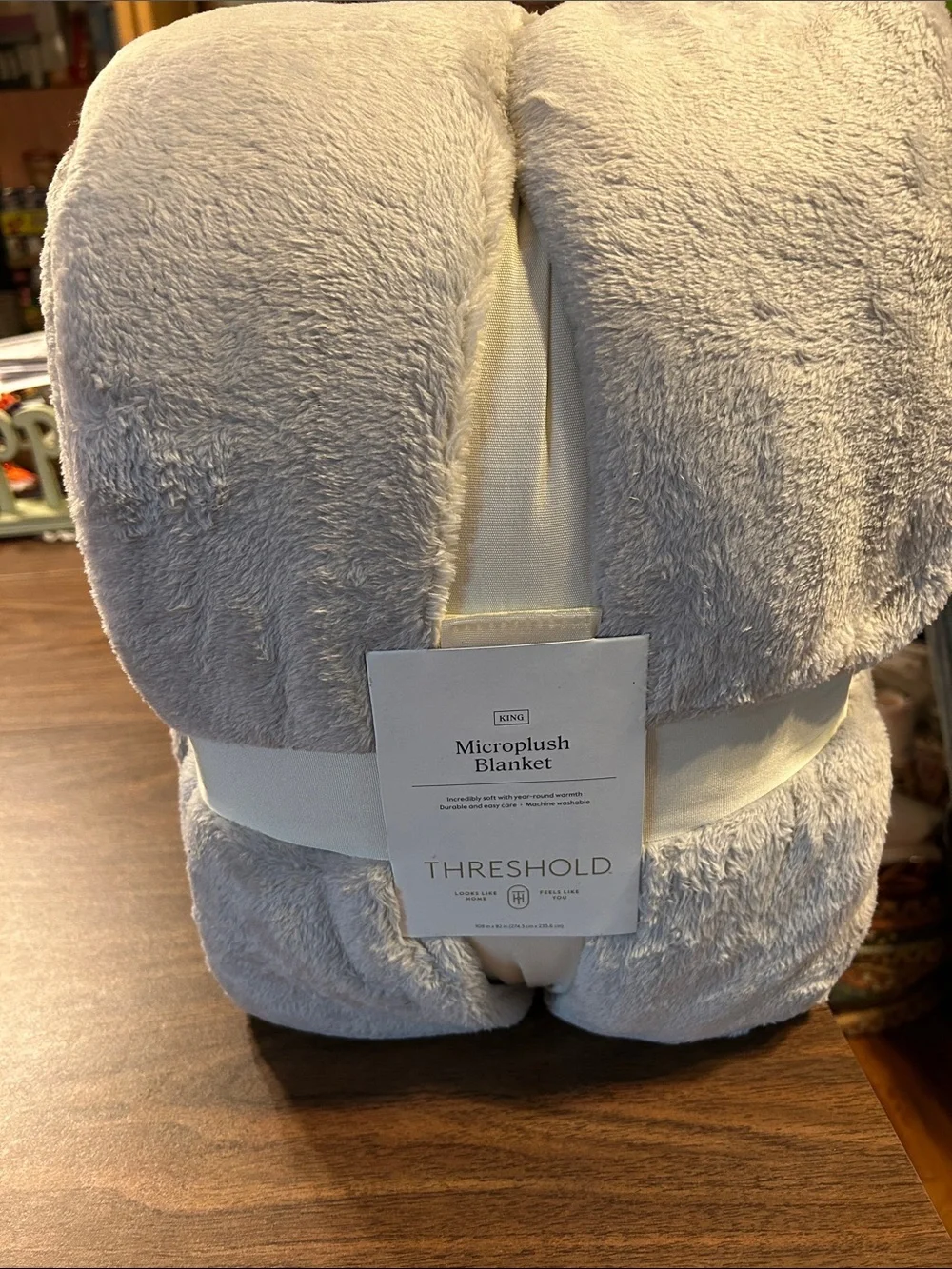 Threshold Plush Microplush Blanket - Light Gray